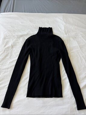 Premise Black Ribbed Turtleneck Slim Fit Sweater